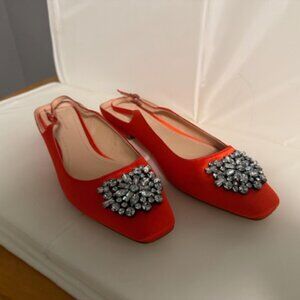 ZARA FLAT SATIN SLINGBACK SHOES